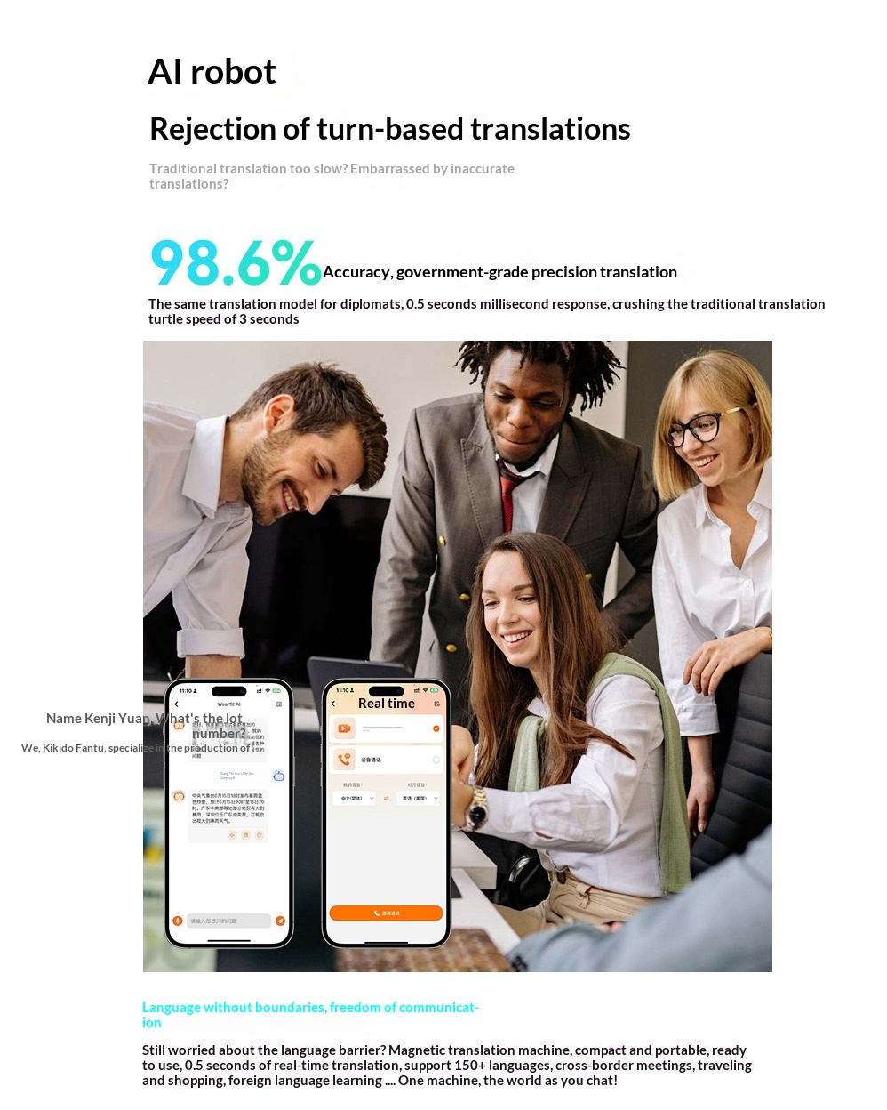 Ai1 Portable Power Bank 5000mAh with 20W Wireless Charger and AI Translator 136 Languages Support for iOS Android