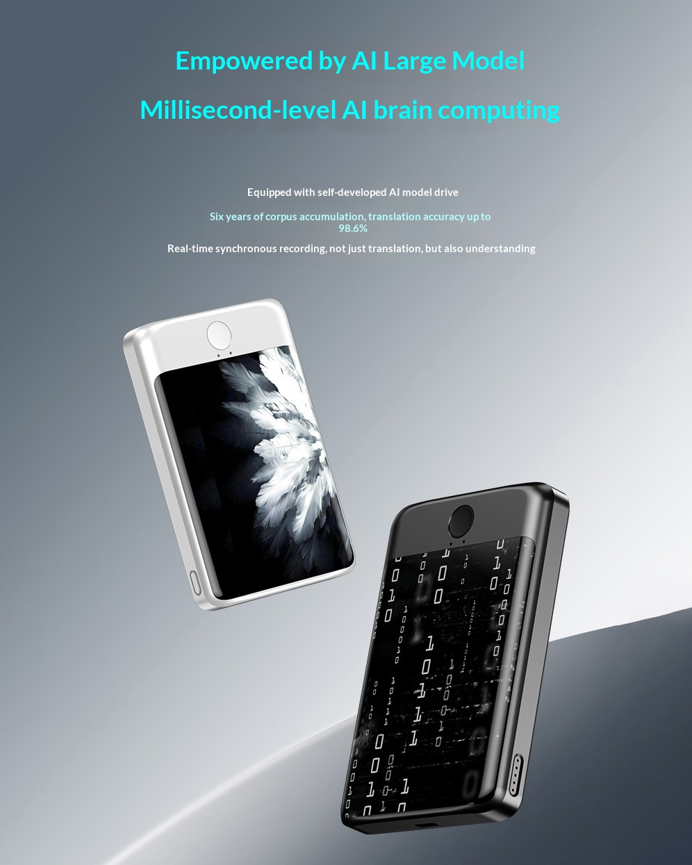 Ai1 Portable Power Bank 5000mAh with 20W Wireless Charger and AI Translator 136 Languages Support for iOS Android
