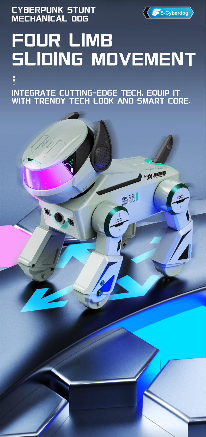 BG1546A AI Large Model Stunt Robot Dog Voice Interaction Programmable Handstand Backflip Push-ups Age 6+