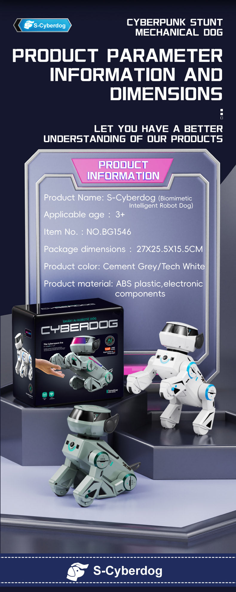 BG1546A AI Large Model Stunt Robot Dog Voice Interaction Programmable Handstand Backflip Push-ups Age 6+