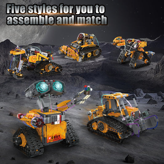 96175 5IN1 Robot Programming Building Blocks STEAM Education Five Model Change 2.4G APP Remote Gyroscope Path Mode Kids Interactive Learning Toy