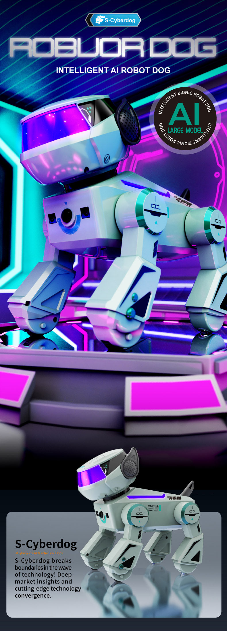 BG1546A AI Large Model Stunt Robot Dog Voice Interaction Programmable Handstand Backflip Push-ups Age 6+