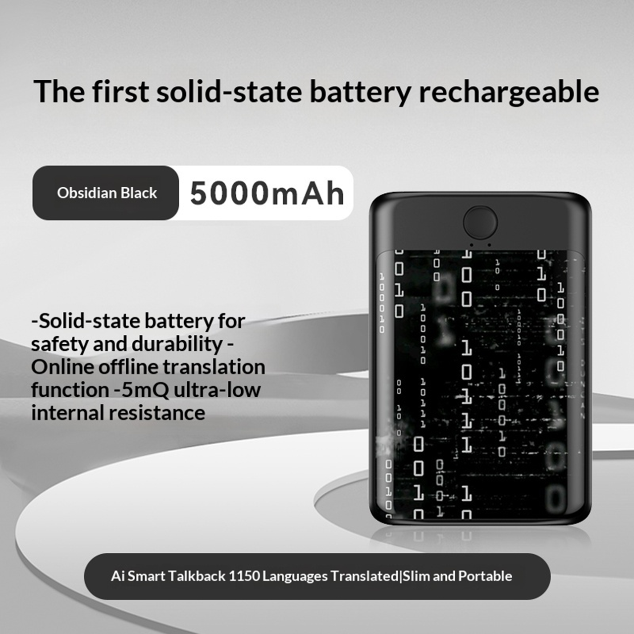 Ai1 Portable Power Bank 5000mAh with 20W Wireless Charger and AI Translator 136 Languages Support for iOS Android