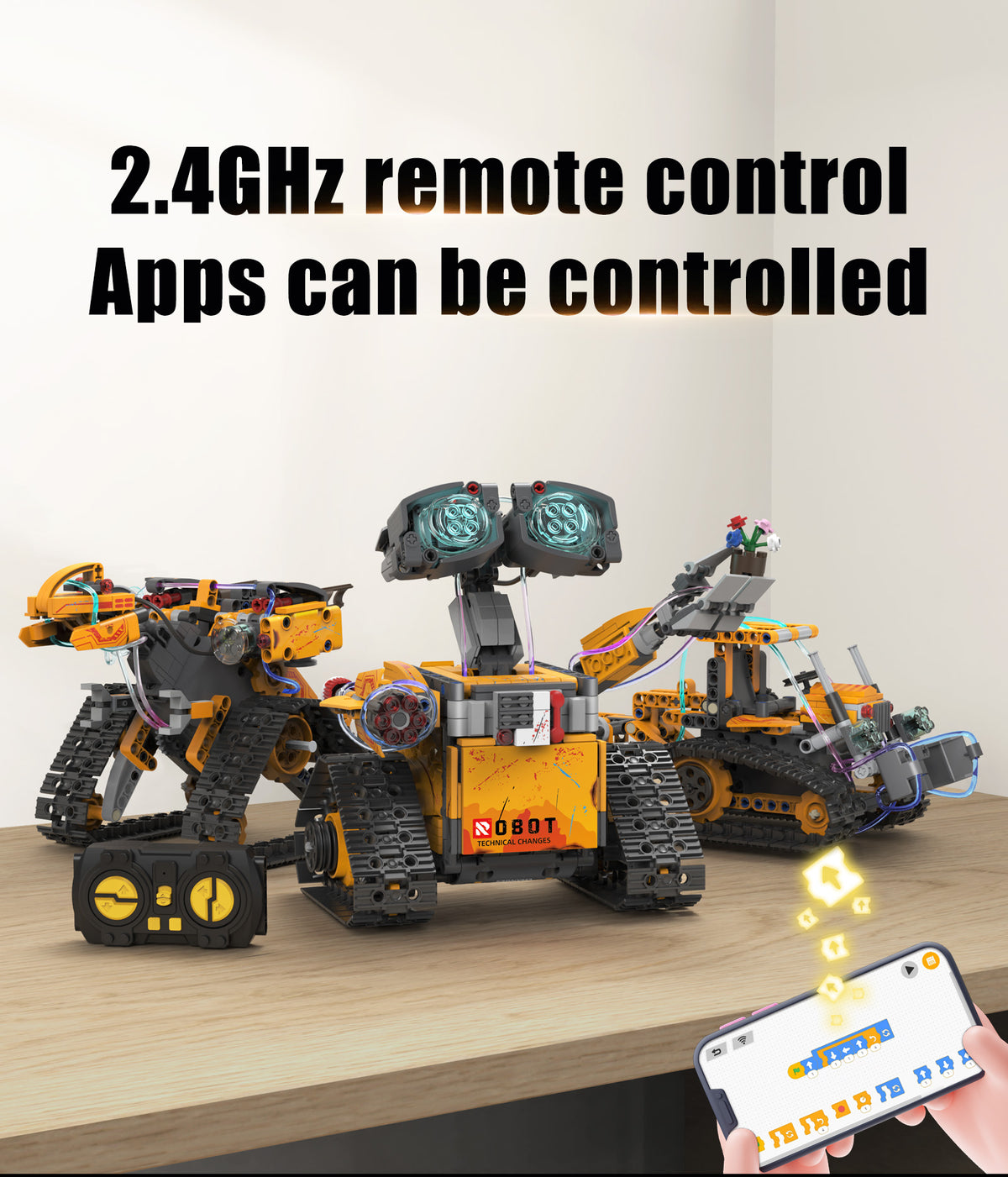 96175 5IN1 Robot Programming Building Blocks STEAM Education Five Model Change 2.4G APP Remote Gyroscope Path Mode Kids Interactive Learning Toy