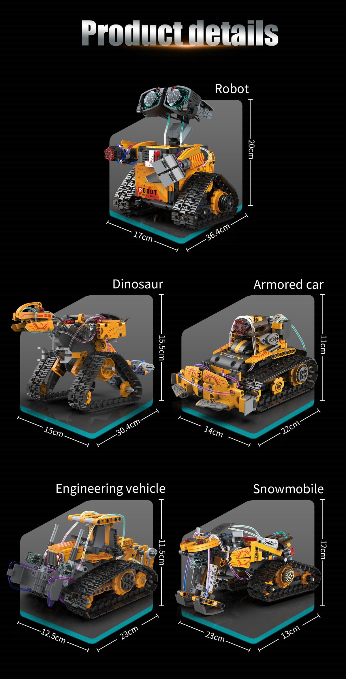 96175 5IN1 Robot Programming Building Blocks STEAM Education Five Model Change 2.4G APP Remote Gyroscope Path Mode Kids Interactive Learning Toy
