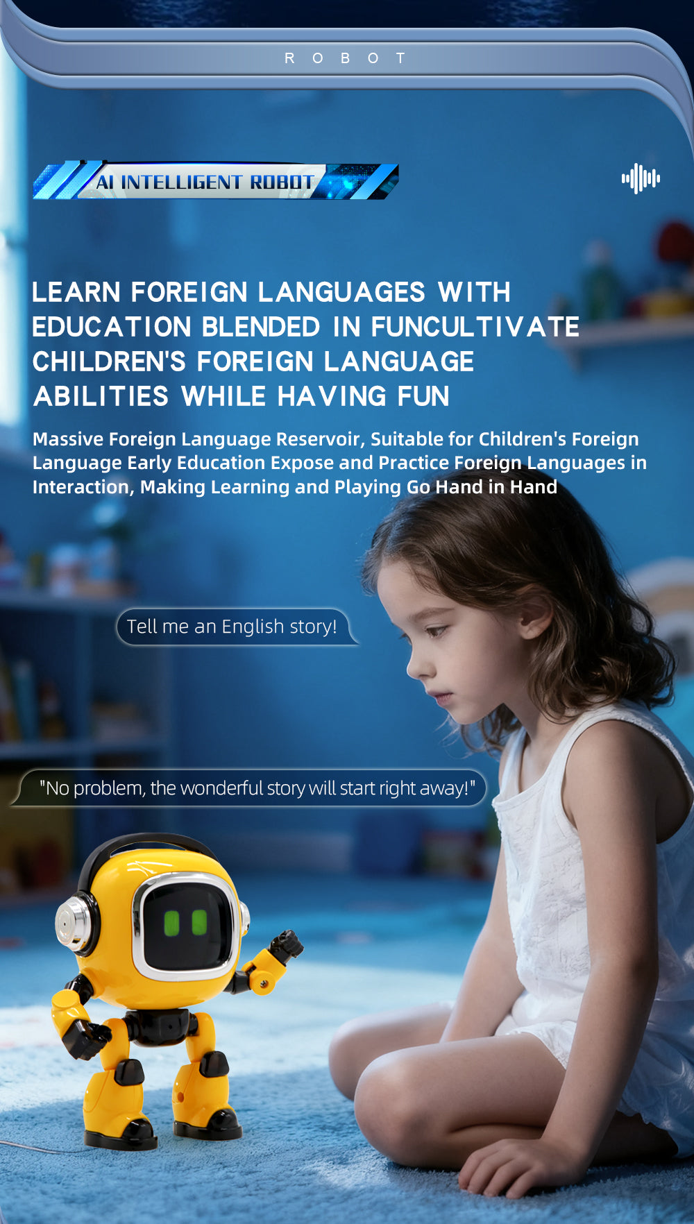 AI04 DOBI Intelligent Dialogue Robot Large Model Voice Interaction Science Education Learning Support Kids Companion Home Decor Interactive Toy