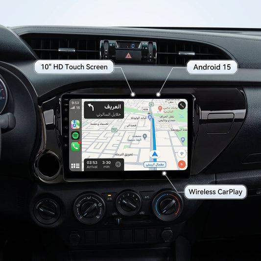 Smart Android Car Stereo System for Toyota Hilux 2013-2018 with GPS Navigation, Bluetooth 5.0, Dual WiFi, Wireless CarPlay, Android Auto, 4K Video, Rear Camera Support