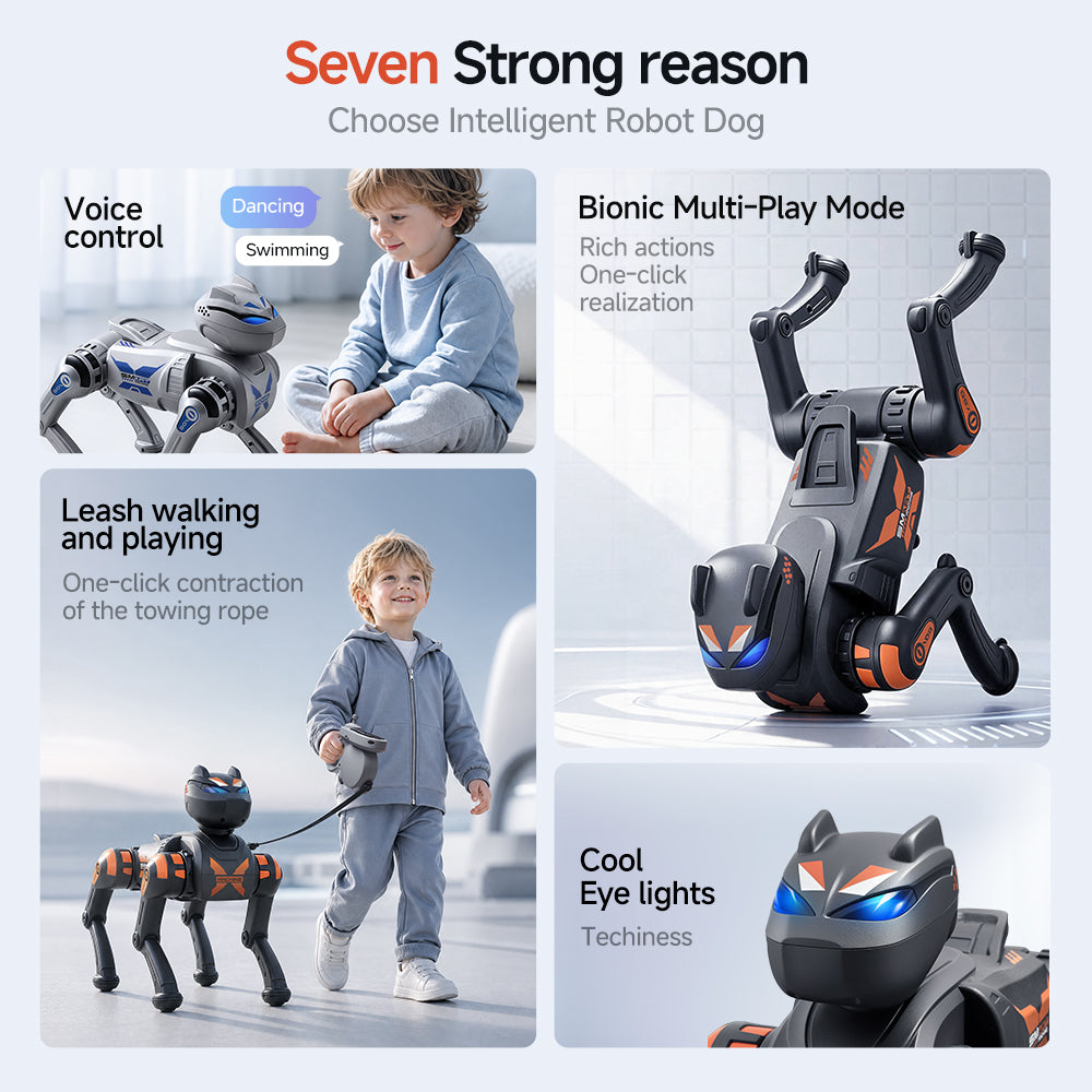 G1001 AI Smart Robot Dog Remote Control Walking Voice Touch Interaction Kids Companion Interactive Toy Learning Support Age 7-14