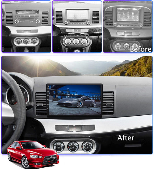 Android Car Navigation System for Mitsubishi Lancer 2007-2015 with Touch Screen, GPS, Bluetooth, WiFi, Apple CarPlay, Android Auto, Rear Camera Support, Smart Multimedia Player