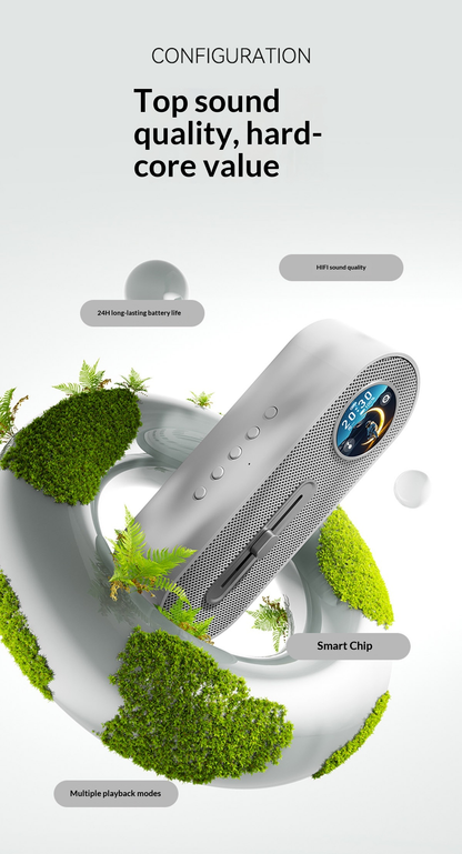 JY78 Pro AI Smart Speaker with TF Card USB Playback AUX Wired Connection Sleep Noise One Click Translation Voice Translator Music Notification Alerts Alarm Find Phone Wearfit AI Voice Memo Weather Calendar Wake Up Phone Voice Assistant FM Radio