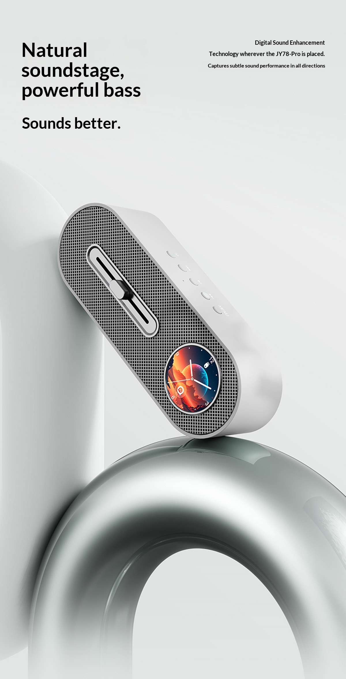 JY78 Pro AI Smart Speaker with TF Card USB Playback AUX Wired Connection Sleep Noise One Click Translation Voice Translator Music Notification Alerts Alarm Find Phone Wearfit AI Voice Memo Weather Calendar Wake Up Phone Voice Assistant FM Radio