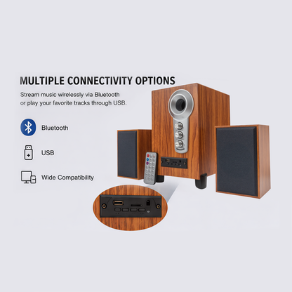 FT-C6BT Bluetooth Multimedia Speaker USB Powered 2.1 Channel Desktop Speaker with Remote Control