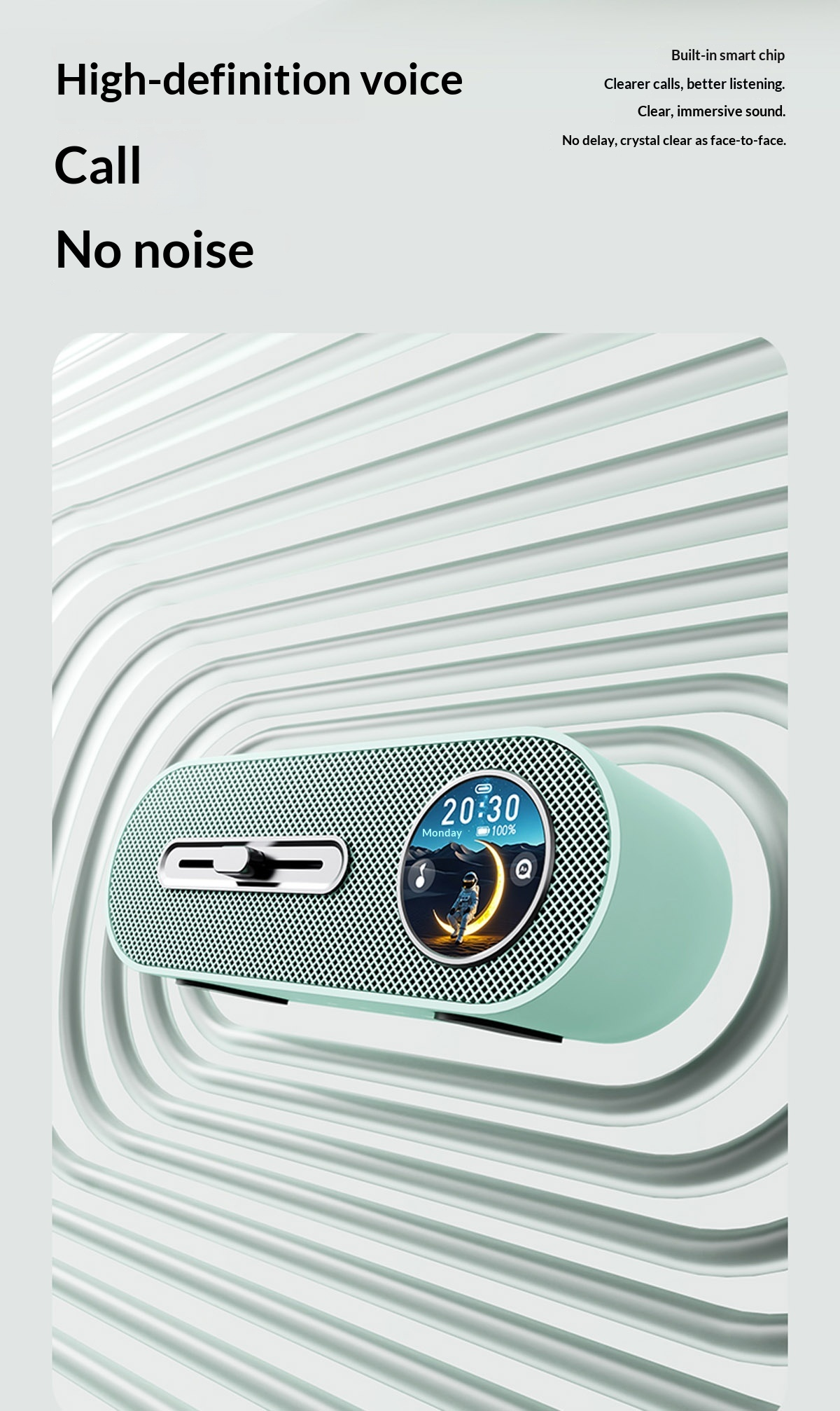 JY78 Pro AI Smart Speaker with TF Card USB Playback AUX Wired Connection Sleep Noise One Click Translation Voice Translator Music Notification Alerts Alarm Find Phone Wearfit AI Voice Memo Weather Calendar Wake Up Phone Voice Assistant FM Radio