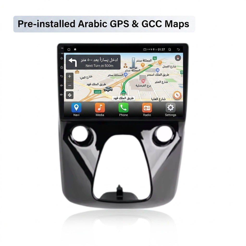 10 inch Android Car Navigation System for Toyota Aygo Peugeot 108 Citroen C1 2014 - 2021 with Touch Screen, GPS, Bluetooth, WiFi, Apple CarPlay, Android Auto, Rear Camera Support, Smart Multimedia Player