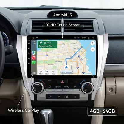 Smart Android Car Stereo System for Toyota Camry 2015-2016 with GPS Navigation, Bluetooth 5.0, Dual WiFi, Wireless CarPlay, Android Auto, 4K Video, Rear Camera Support