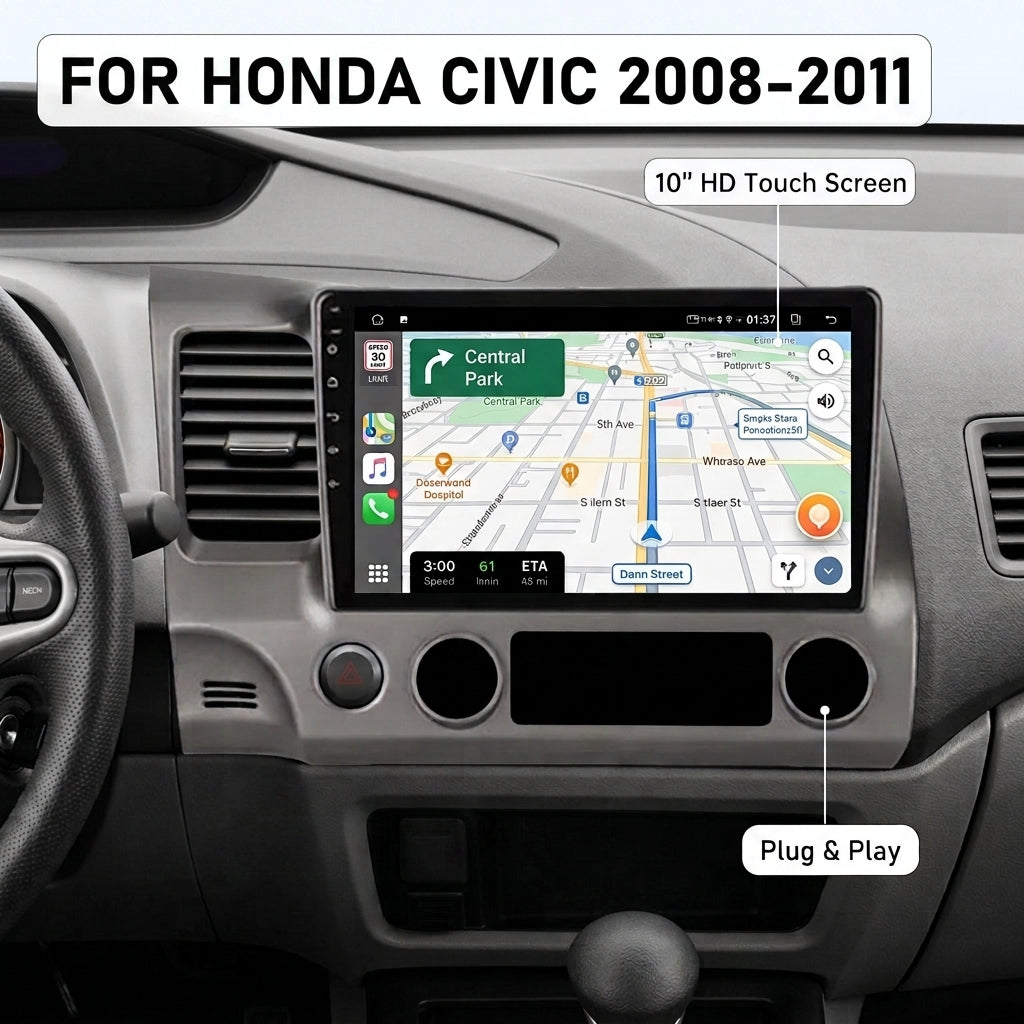 Premium Android Smart Car Multimedia System for Honda Civic 2008-2011 LHD  HD Touch Screen Navigation  Wireless CarPlay Android Auto  GPS 4K Entertainment