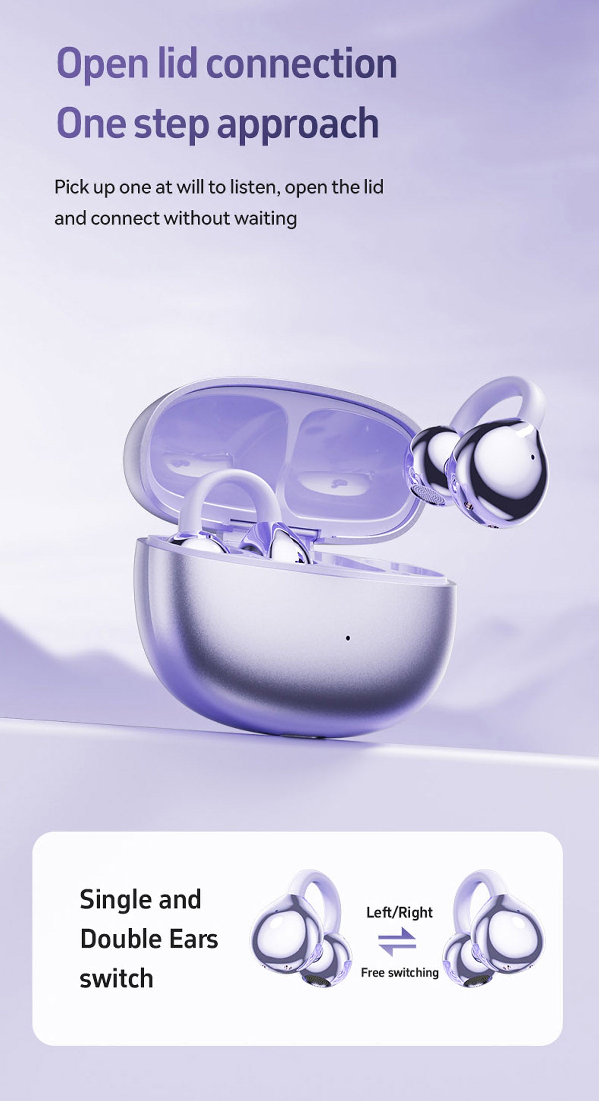 M108 Wireless Open End Earphones Bluetooth 5.4 Headphones Noise Cancelling Comfort Fit 72H Playtime Dolby Atmos Gaming