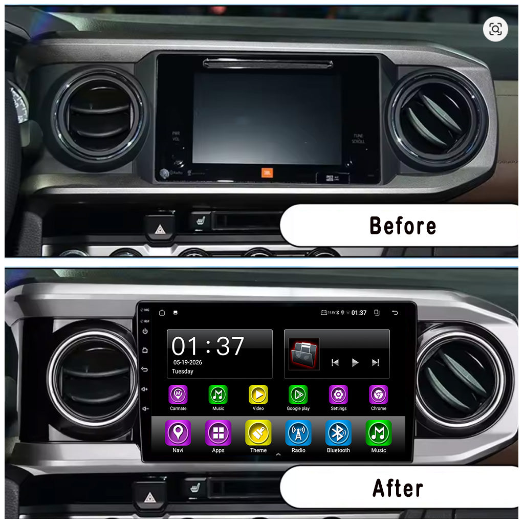 10 inch Android Car Radio  for Toyota Tacoma 2016 with Touch Screen, GPS, Bluetooth, WiFi, Apple CarPlay, Android Auto, Rear Camera Support, Smart Multimedia Player