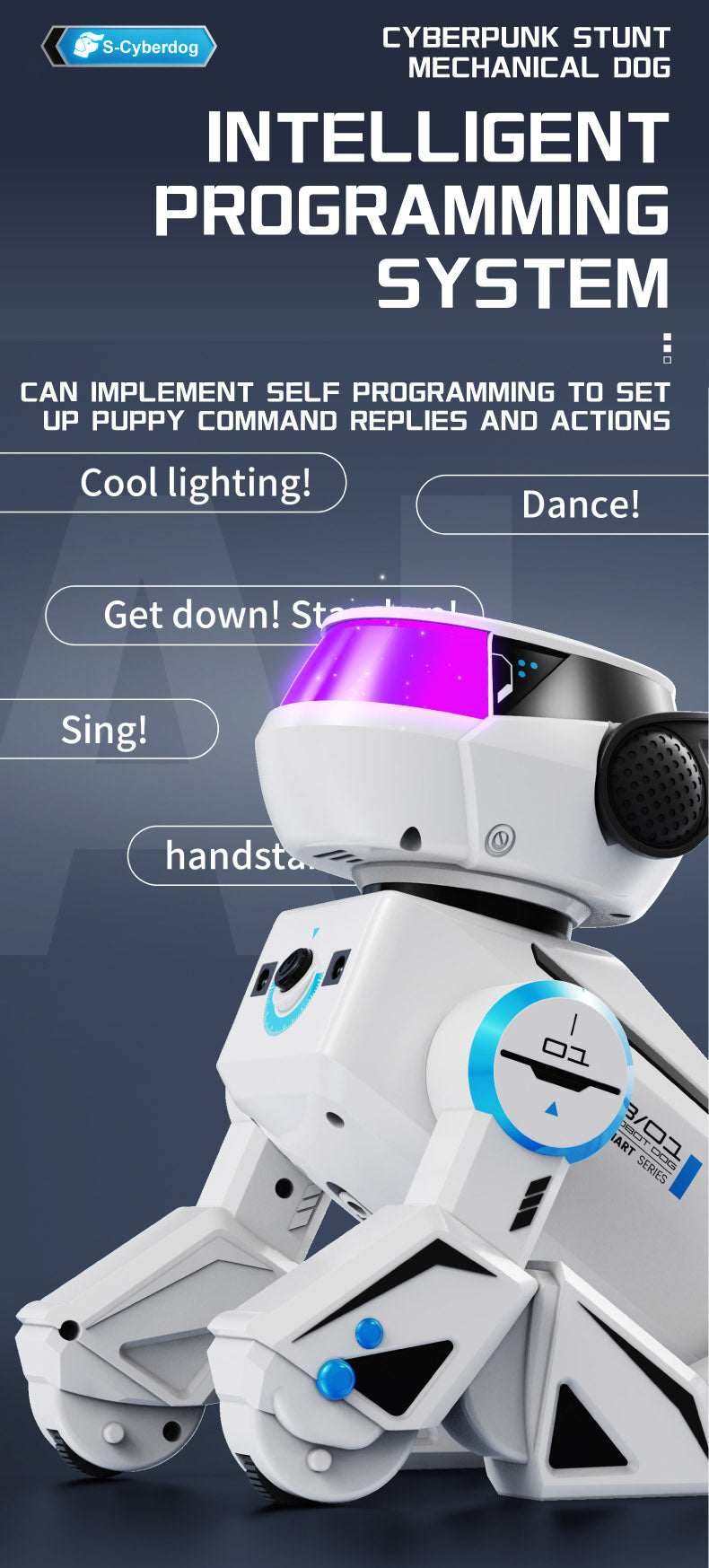 BG1546A AI Large Model Stunt Robot Dog Voice Interaction Programmable Handstand Backflip Push-ups Age 6+