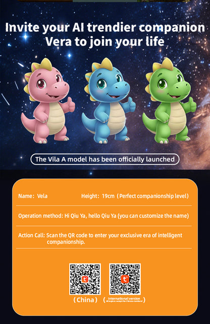 AI Plush Toy Vera Dinosaur AI Smart Plush Toy for Kids ChatGPT AI Companion Robot 69 Languages Voice Interaction Storytelling Learning Assistant Emotional Support Dinosaur Toy Birthday Gift