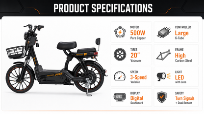 W11 20 Inch Fat Tire Electric Bicycle, Max Speed 25km/h, 500W, 20Ah