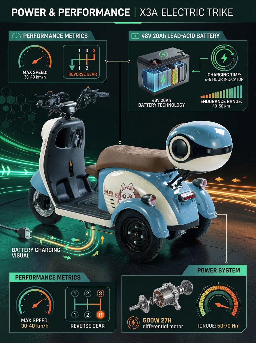 X3A Electric City Bicycle, Max Speed 25km/h, 600W, 48V20Ah Battery
