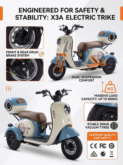 X3A Electric City Bicycle, Max Speed 25km/h, 600W, 48V20Ah Battery
