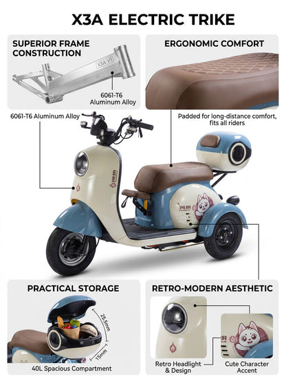 X3A Electric City Bicycle, Max Speed 25km/h, 600W, 48V20Ah Battery