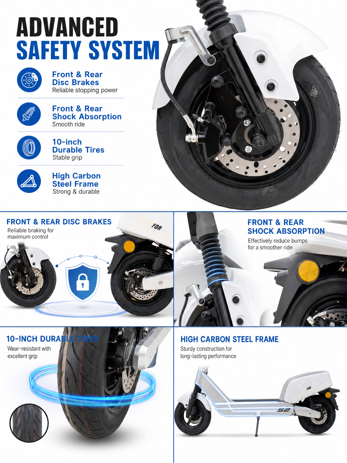 S2 Electric Mobility Scooter 60V 20Ah Lithium Battery Long Range Urban Commuter with LED Display Dual Suspension