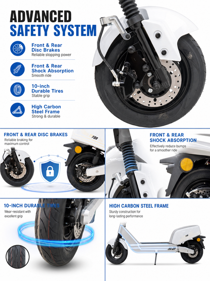 S2 Electric Mobility Scooter 60V 20Ah Lithium Battery Long Range Urban Commuter with LED Display Dual Suspension