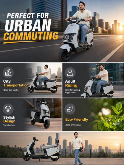S2 Electric Mobility Scooter 60V 20Ah Lithium Battery Long Range Urban Commuter with LED Display Dual Suspension