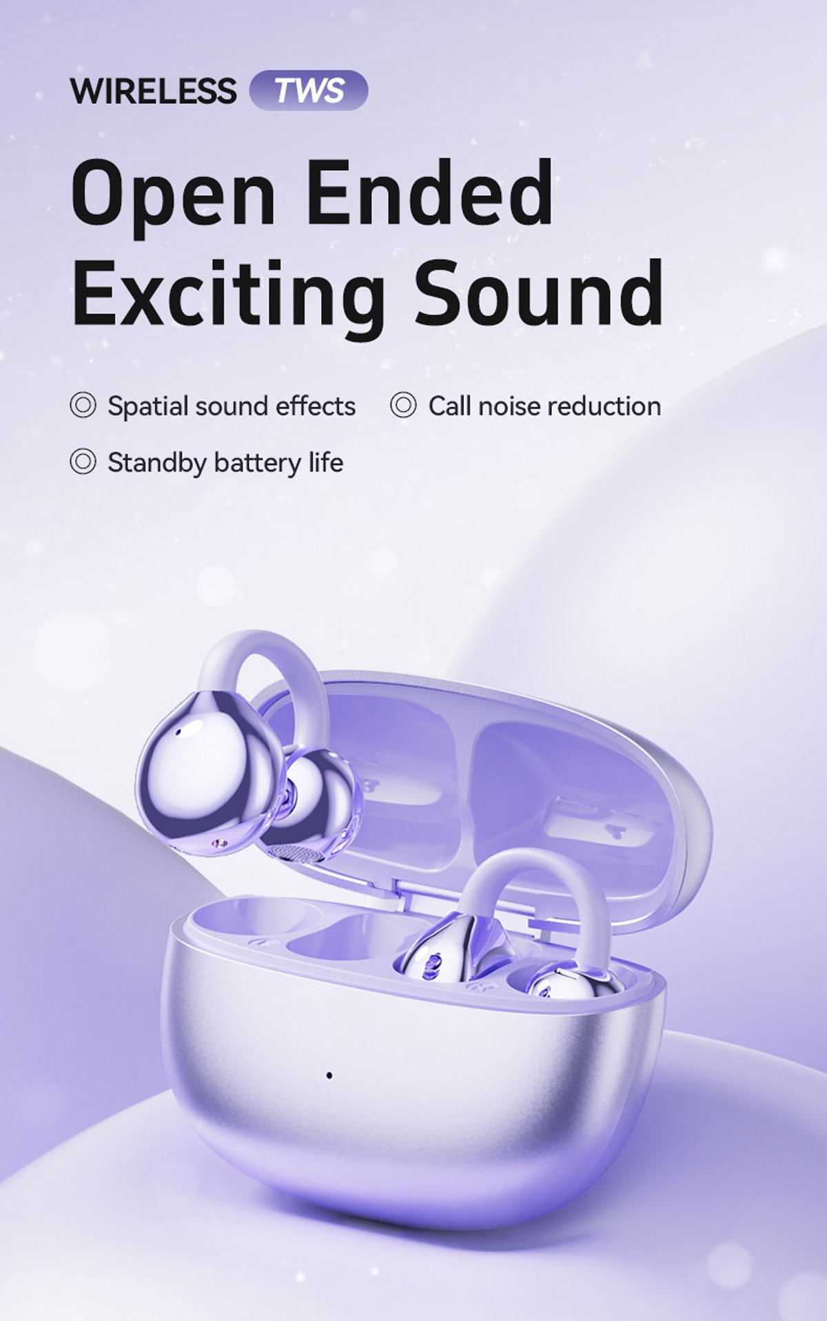 M108 Wireless Open End Earphones Bluetooth 5.4 Headphones Noise Cancelling Comfort Fit 72H Playtime Dolby Atmos Gaming