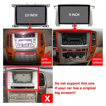 10 inch Android Car Navigation System for Toyota land cruiser 100 2005-2007 with Touch Screen, GPS, Bluetooth, WiFi, Apple CarPlay, Android Auto, Rear Camera Support, Smart Multimedia Player