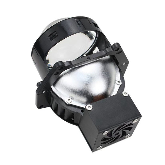 P90 Car LED Projector Lens 65-75W 9-16V 6500K Cool White Aviation Aluminum with Fan