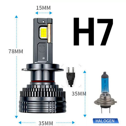 LED Car Bulb H1 H7 H11 9005 H4 6500K White Light Headlight Upgrade 80W to 130W Aviation Aluminum Cooling
