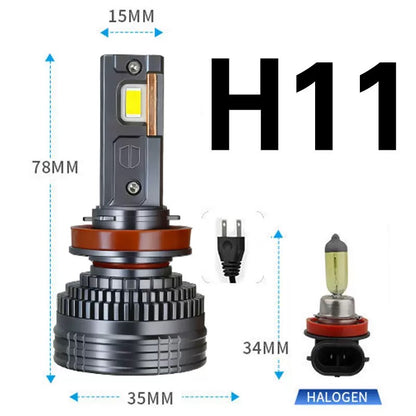 LED Car Bulb H1 H7 H11 9005 H4 6500K White Light Headlight Upgrade 80W to 130W Aviation Aluminum Cooling
