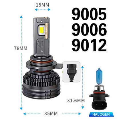 LED Car Bulb H1 H7 H11 9005 H4 6500K White Light Headlight Upgrade 80W to 130W Aviation Aluminum Cooling