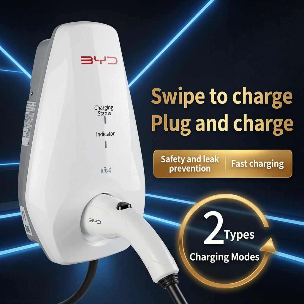 BYD 7KW EV AC Charger 220V Wall Mounted Home Charging Station New Energy Vehicle Charger IP54 Waterproof Design BYD Compatible Charger