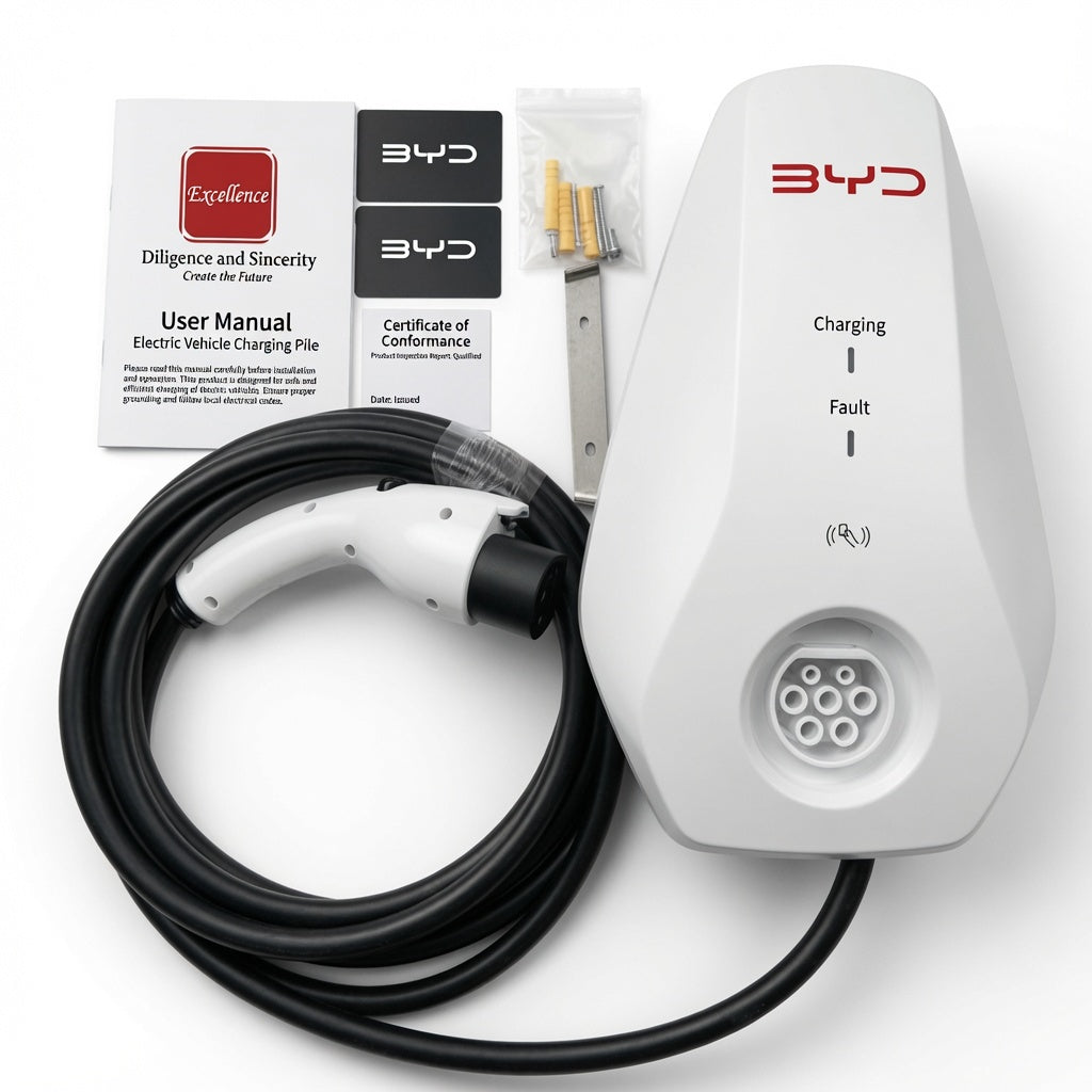 BYD 7KW EV AC Charger 220V Wall Mounted Home Charging Station New Energy Vehicle Charger IP54 Waterproof Design BYD Compatible Charger
