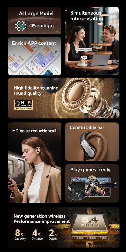 M127 AI Smart Translation Earbuds with Bluetooth 5.4 Real-time Translation 15M Range 138+ Languages Supported