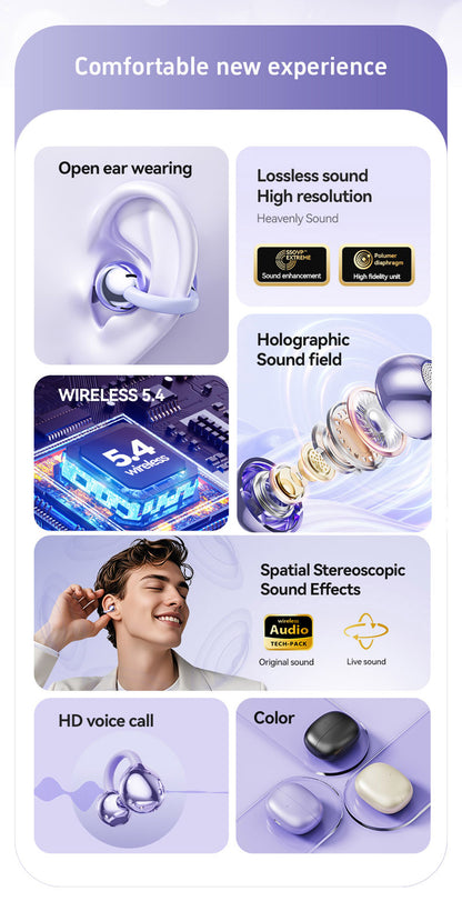 M108 Wireless Open End Earphones Bluetooth 5.4 Headphones Noise Cancelling Comfort Fit 72H Playtime Dolby Atmos Gaming