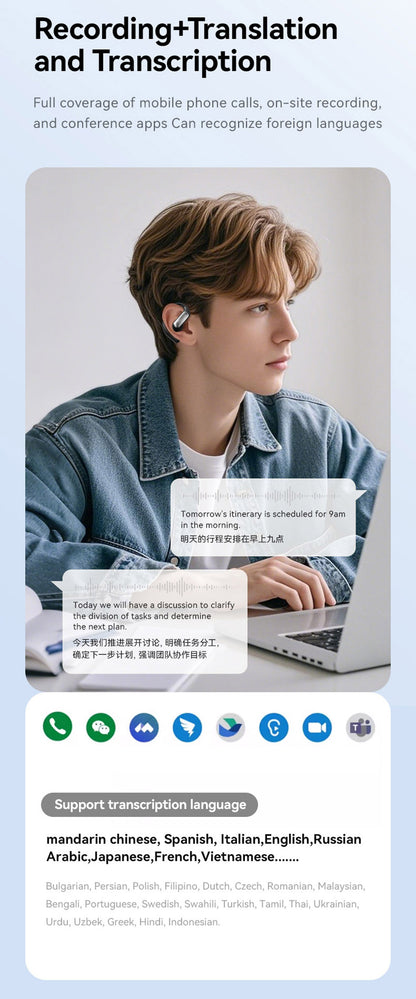 M118 AI Translator Earbuds, Simultaneous Interpretation, Instant Multi-Countries Translation, Bluetooth Wireless