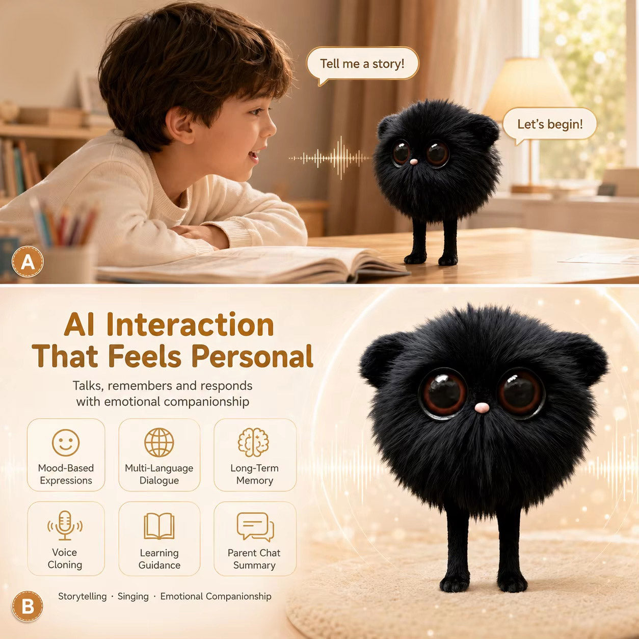 AI Plush Toy 02 AI Smart Plush Toy for Kids ChatGPT AI Companion Robot 69 Languages Voice Interaction Storytelling Learning Assistant Emotional Support Toy Birthday Gift