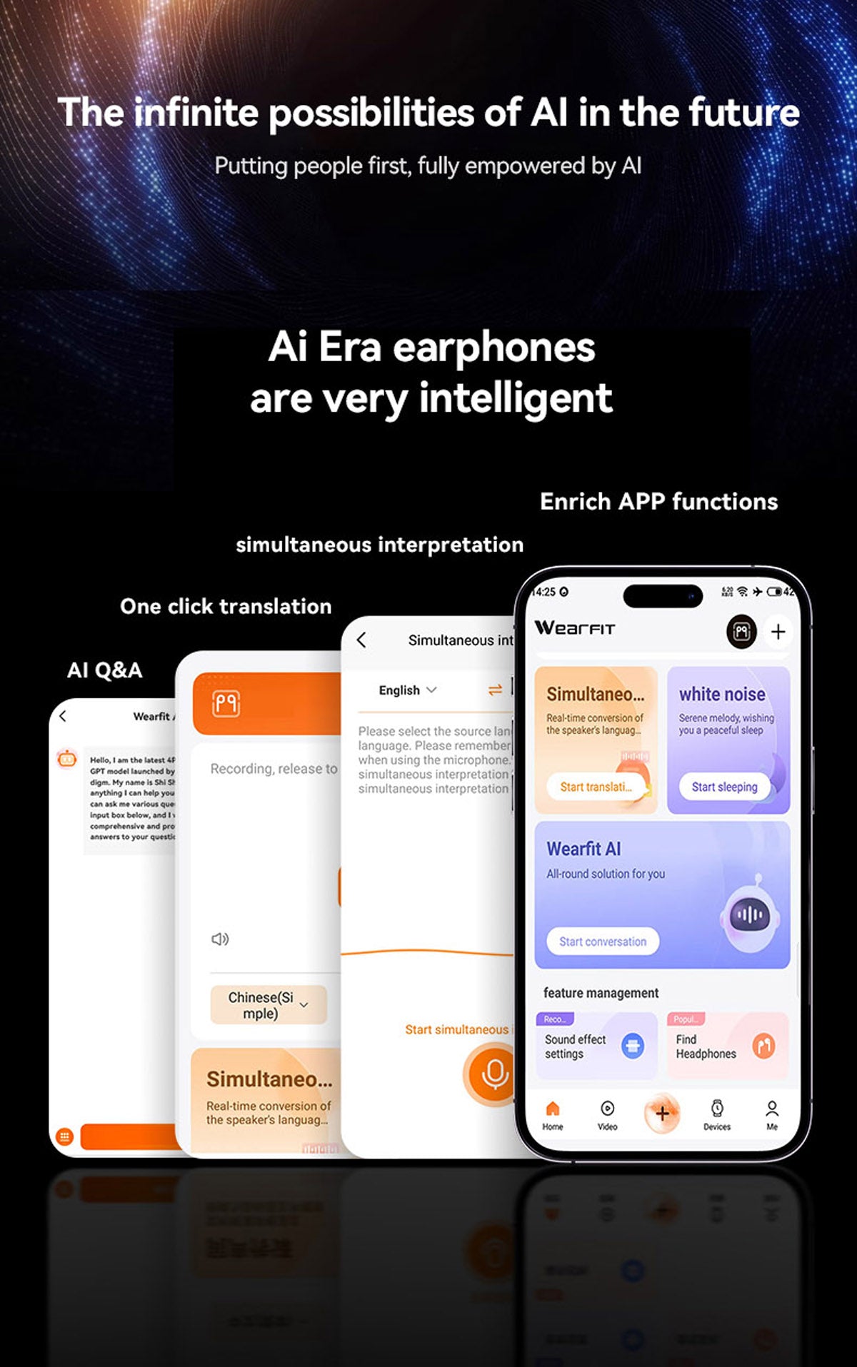M127 AI Smart Translation Earbuds with Bluetooth 5.4 Real-time Translation 15M Range 138+ Languages Supported