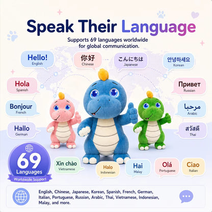 AI Plush Toy Vera Dinosaur AI Smart Plush Toy for Kids ChatGPT AI Companion Robot 69 Languages Voice Interaction Storytelling Learning Assistant Emotional Support Dinosaur Toy Birthday Gift
