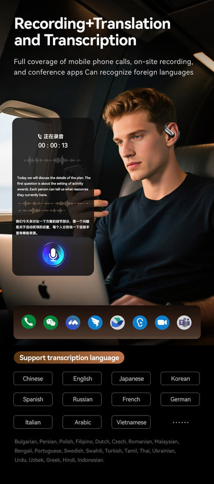 M127 AI Smart Translation Earbuds with Bluetooth 5.4 Real-time Translation 15M Range 138+ Languages Supported