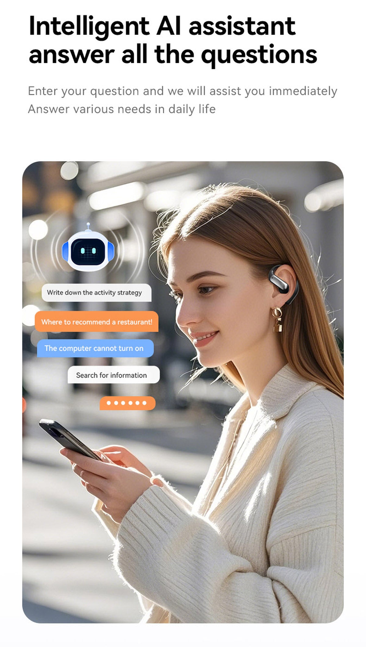 M118 AI Translator Earbuds, Simultaneous Interpretation, Instant Multi-Countries Translation, Bluetooth Wireless