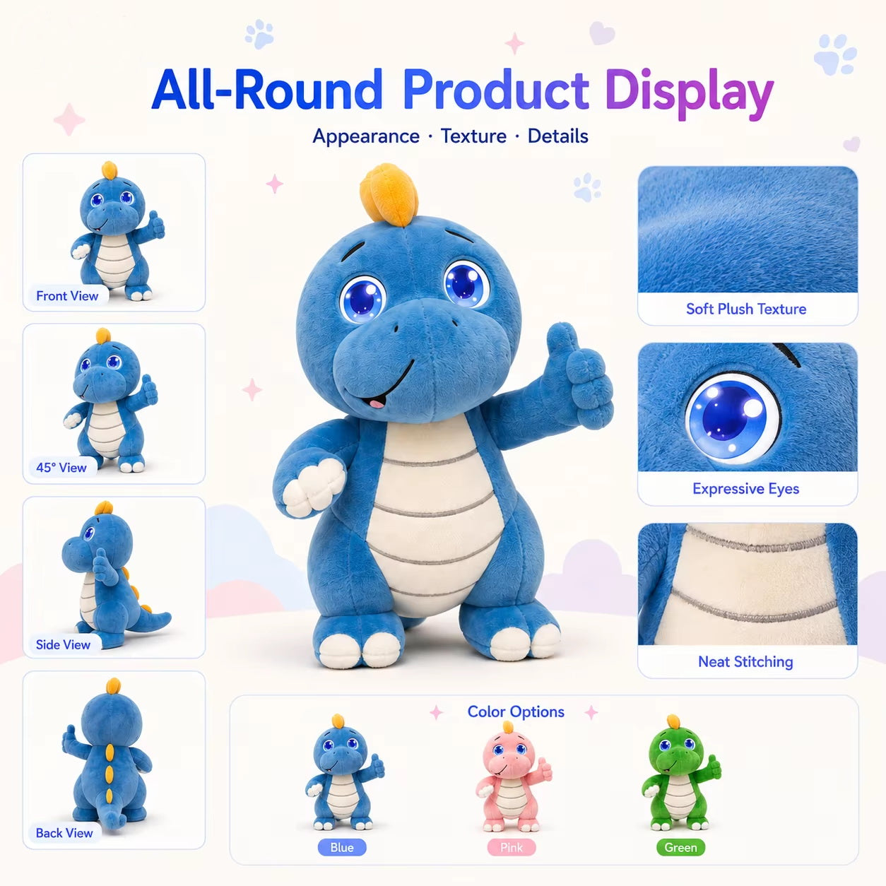 AI Plush Toy Vera Dinosaur AI Smart Plush Toy for Kids ChatGPT AI Companion Robot 69 Languages Voice Interaction Storytelling Learning Assistant Emotional Support Dinosaur Toy Birthday Gift