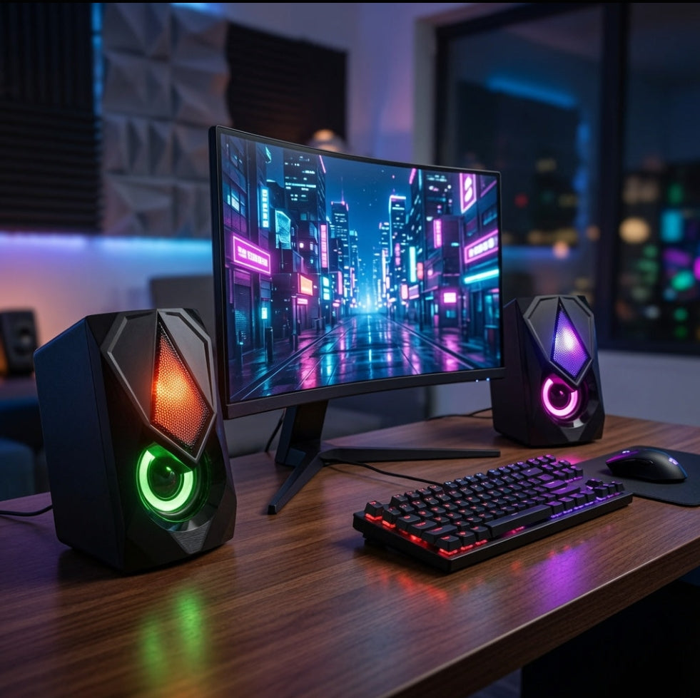 FT-169 MINI 2.0 USB Desktop Speaker Dual Speaker RGB Lighting Multimedia Computer Speaker