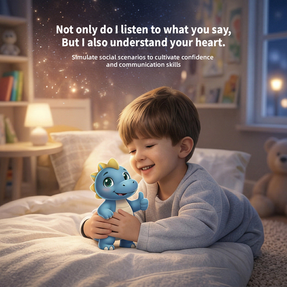 AI Plush Toy Vera Dinosaur AI Smart Plush Toy for Kids ChatGPT AI Companion Robot 69 Languages Voice Interaction Storytelling Learning Assistant Emotional Support Dinosaur Toy Birthday Gift